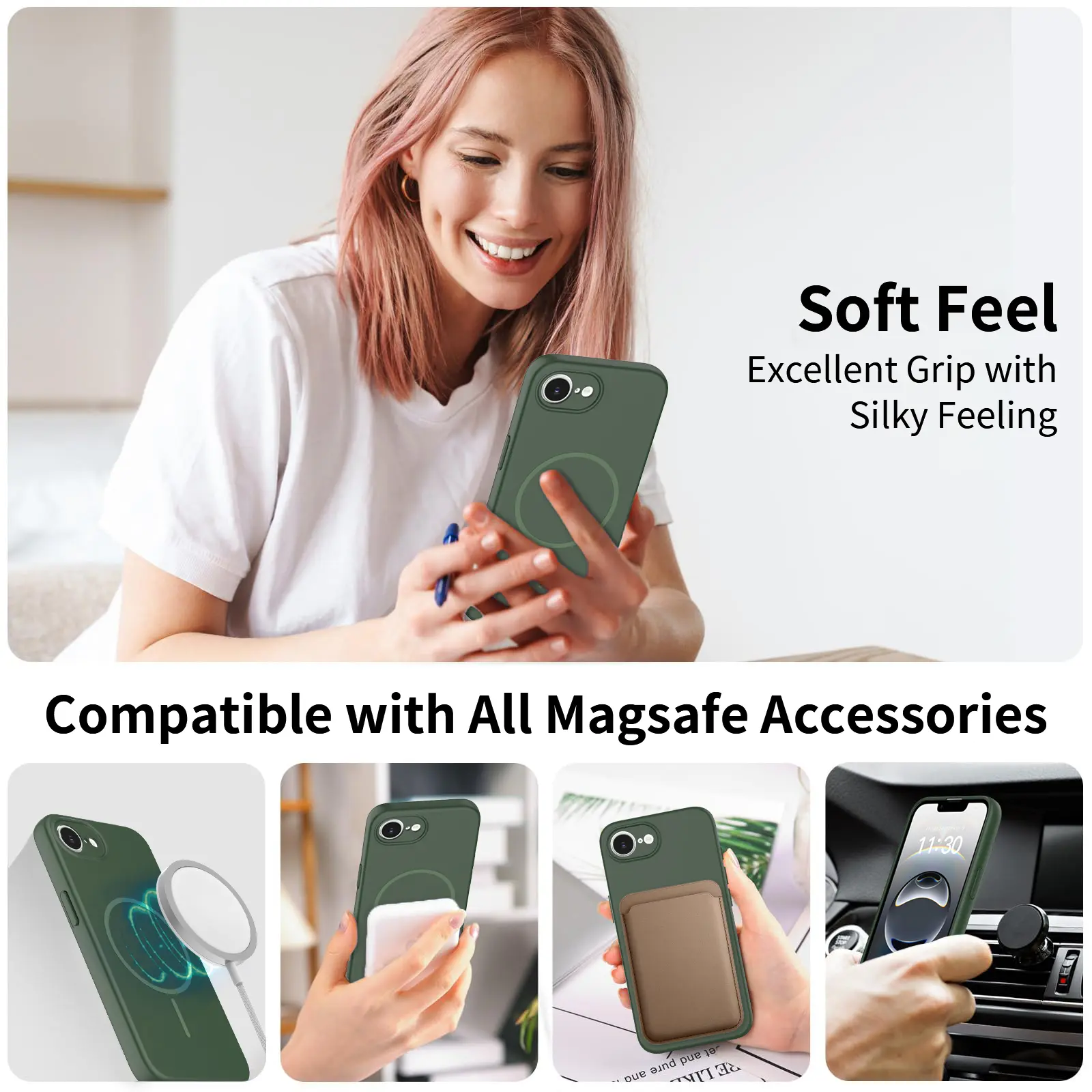 MagSafe-skal SoftArmor iPhone 17e Grön