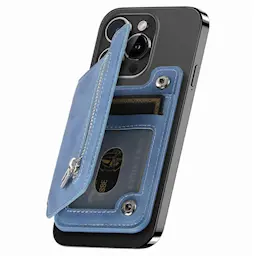 MagSafe pung med lynlås og stander, Blå