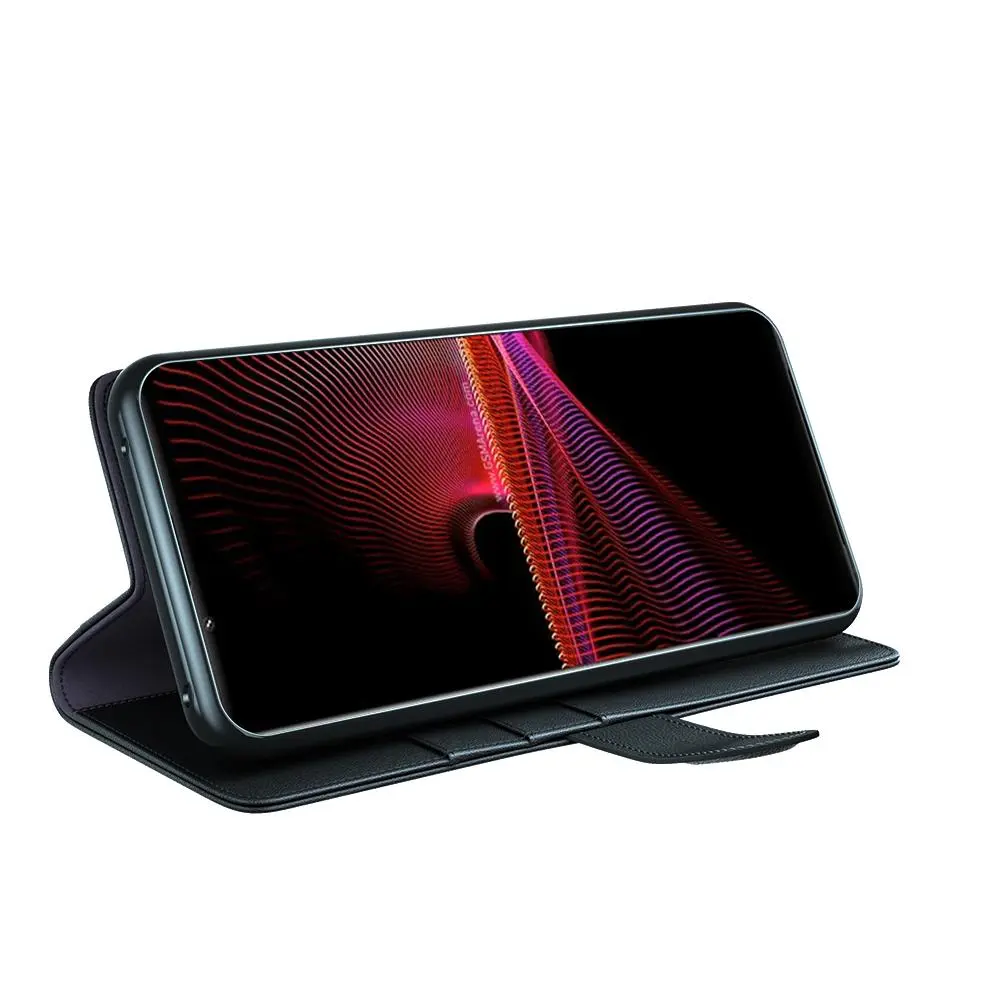 Äkta Läderfodral Sony Xperia 1 III Svart