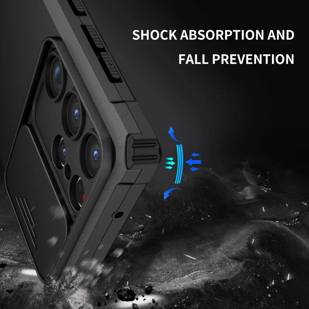 Samsung Galaxy S23 Ultra Kickstand Skal Kameraskydd Svart