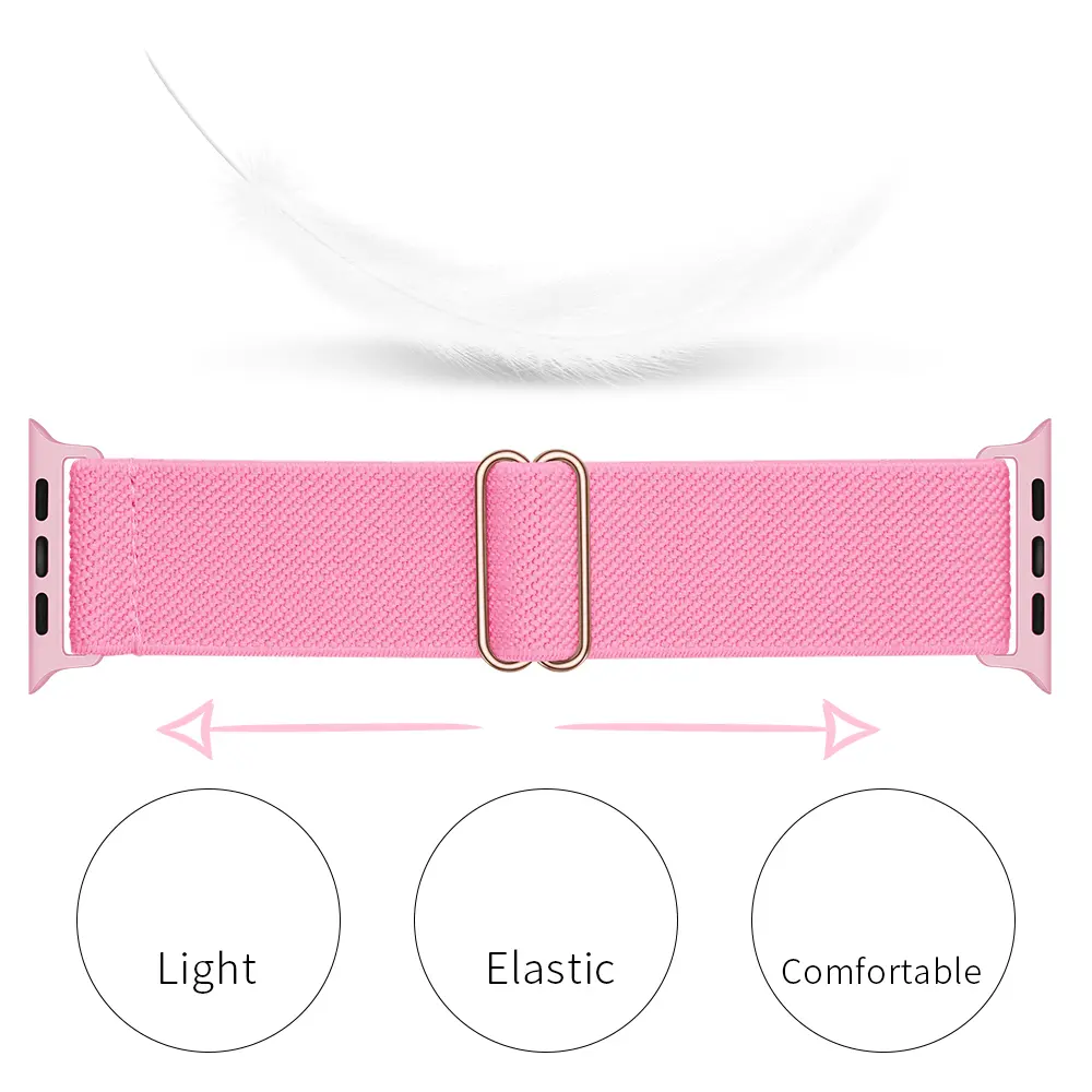 Elastiskt Nylonarmband Apple Watch Series 8 41mm Ljusrosa