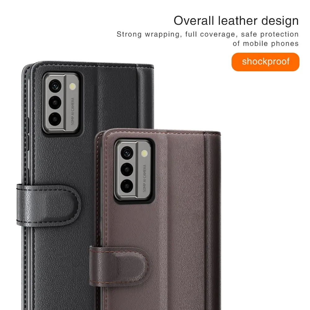 Äkta Läderfodral  Nokia G22 Svart