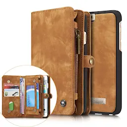 iPhone 6/6S Rymligt plånboksfodral med många kortfack, Brun