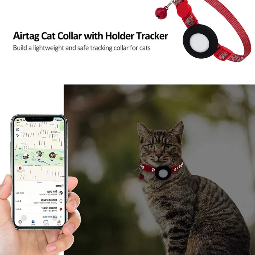 Apple AirTag Katthalsband Reflex Tassavtryck Röd