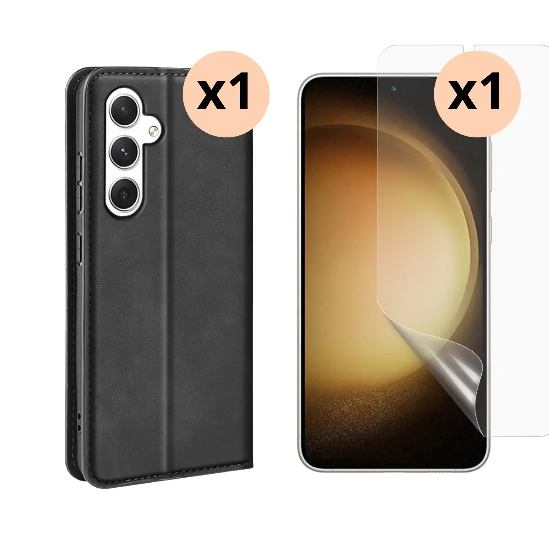 Samsung Galaxy S24 Beskyttelsessæt Tyndt mobiltaske og Skærmbeskyttelse