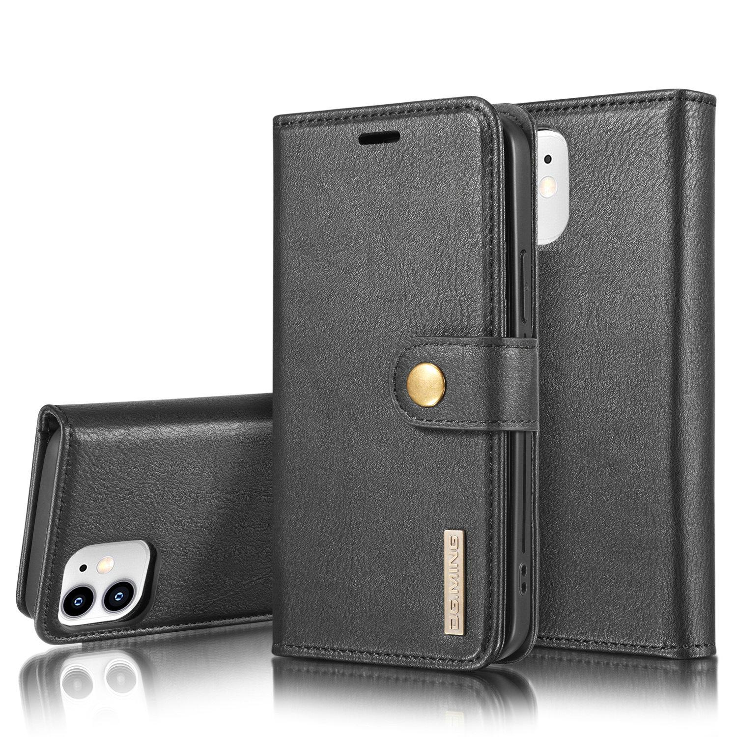 DG.MING iPhone 12 Mini Lommeboketui med avtakbart deksel, Black