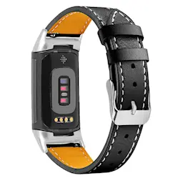 Fitbit Charge 6 Aitoa nahkaa oleva ranneke, Musta