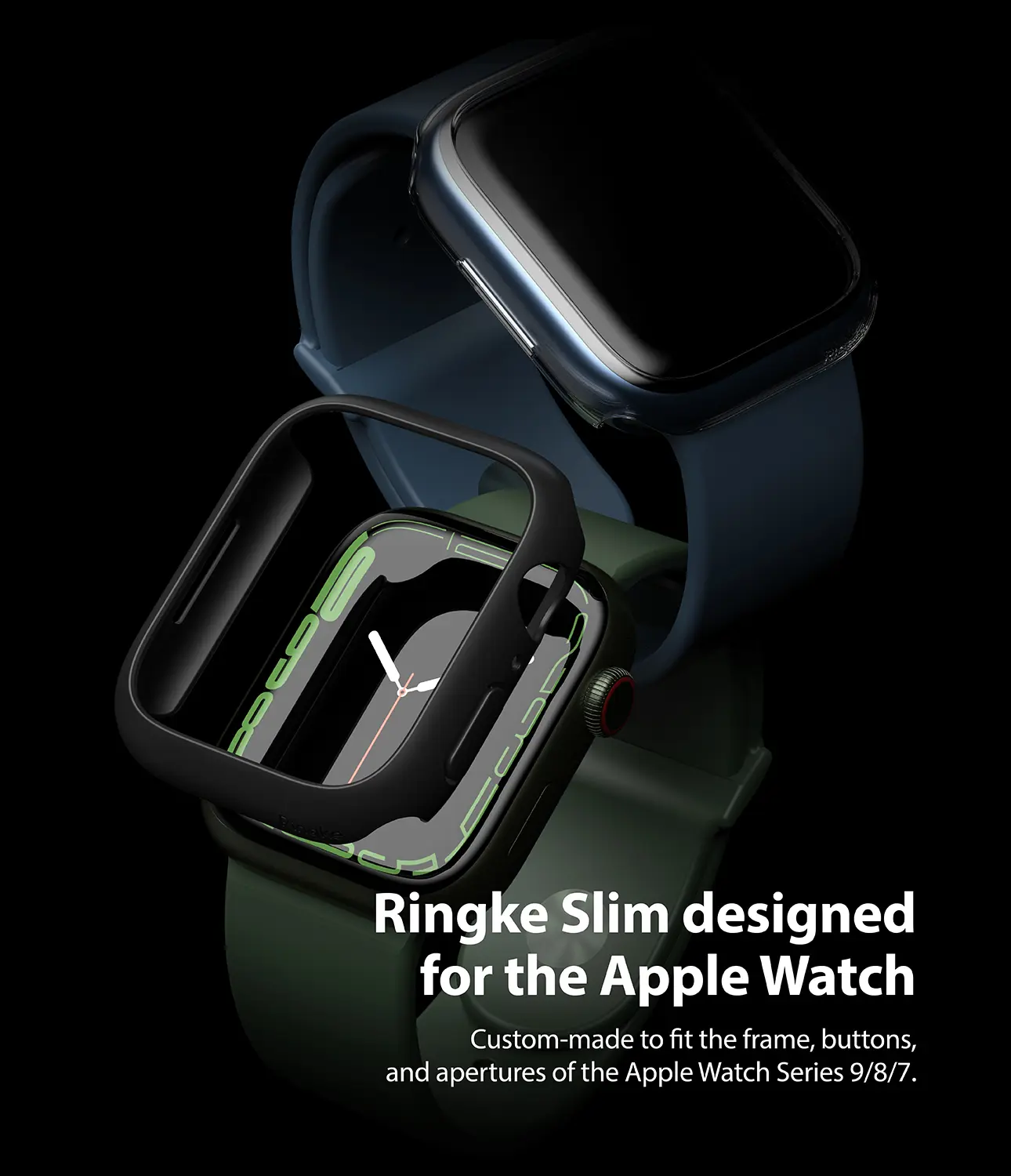 Slim Case (2-pack) Apple Watch Series 7 41mm Matte Black & Clear