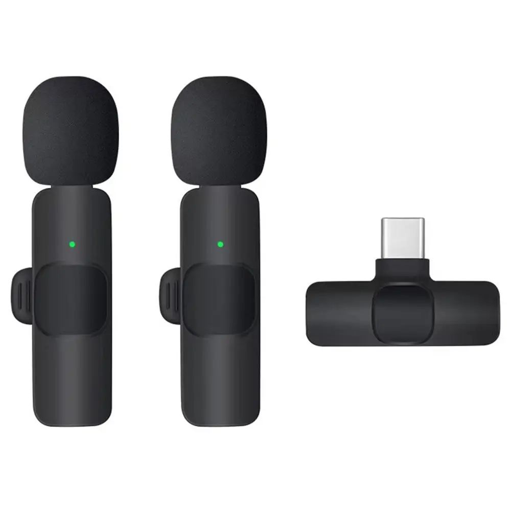 2 trådløse mikrofoner med USB-C-modtager sort