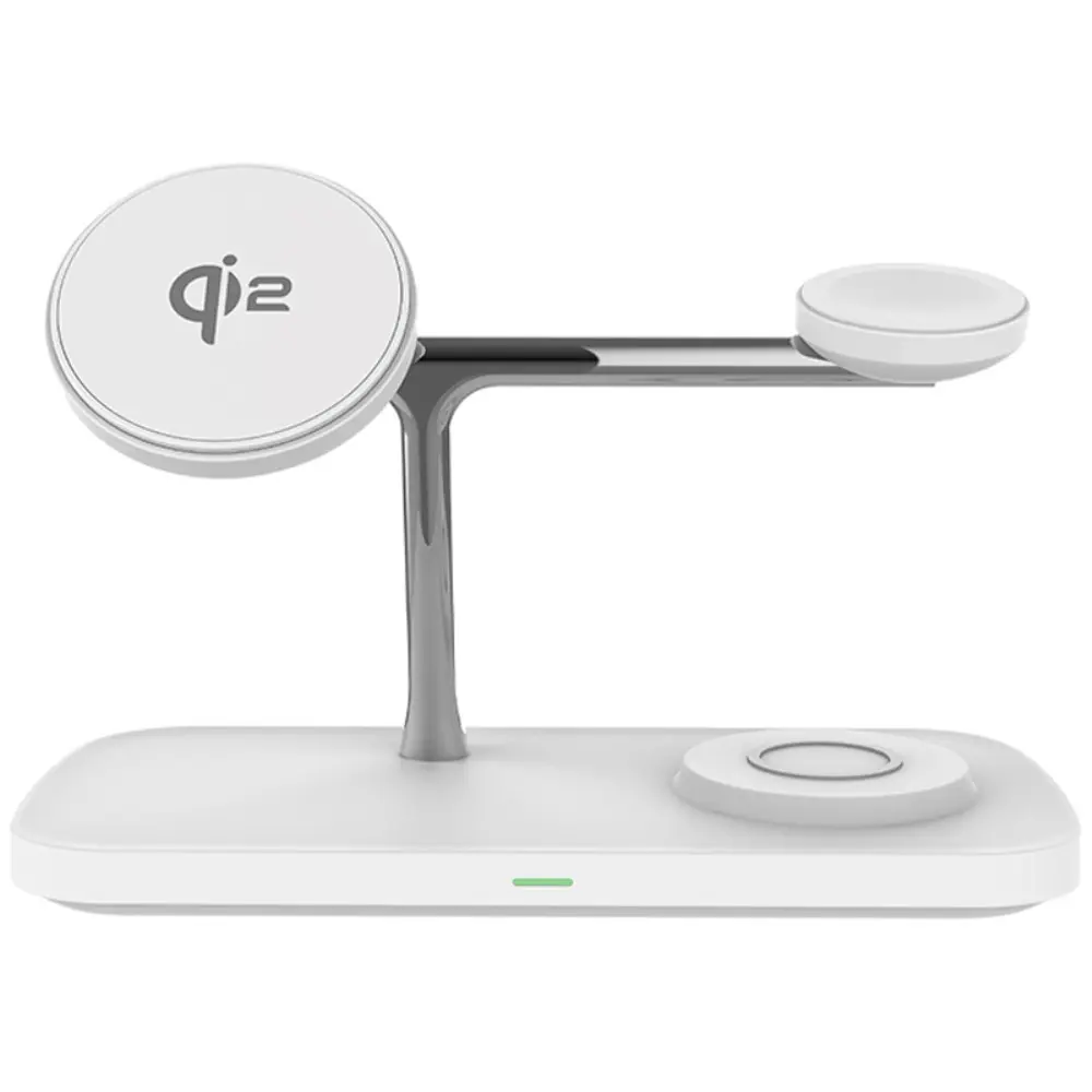3-i-1 Qi2 Magnetisk Trådlös Laddningsstation vit