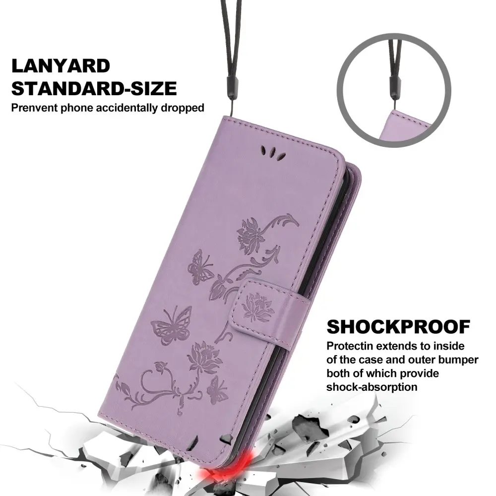 Läderfodral Fjärilar Samsung Galaxy A22 5G Lila