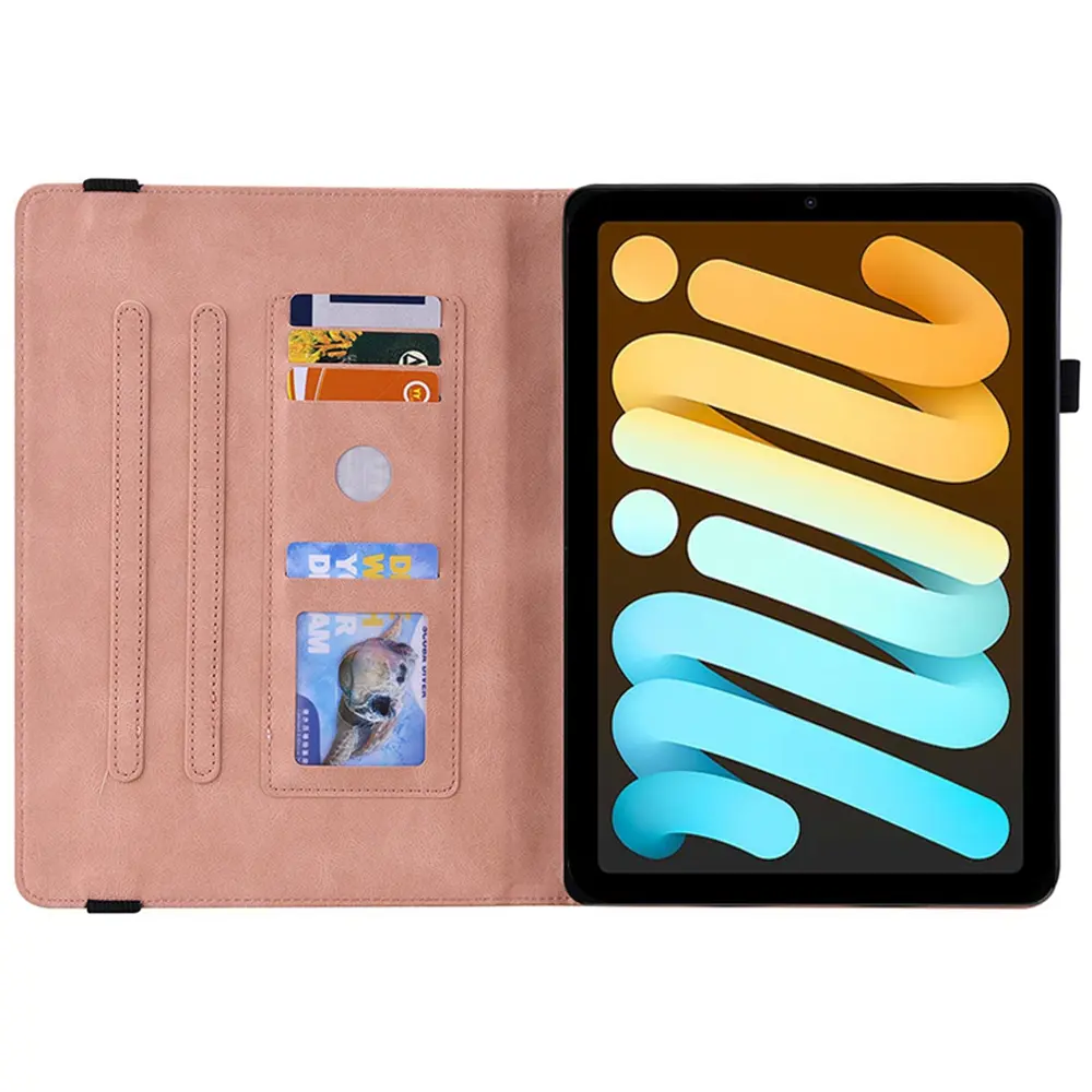 Läderfodral Fjärilar Apple iPad Mini 8th Gen (2026) Rosa