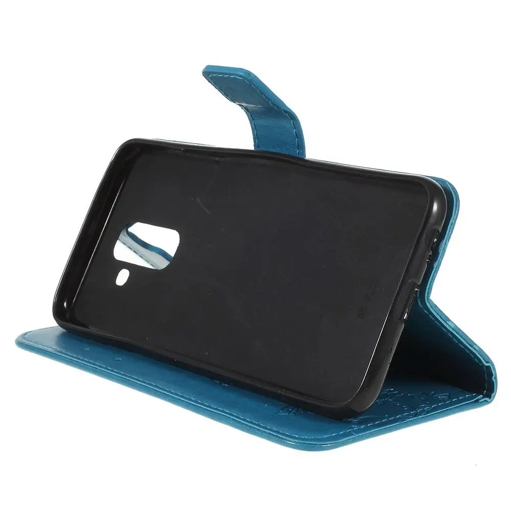 Läderfodral Fjärilar Samsung Galaxy A6 2018 Blå