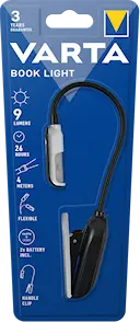 Fleksibel LED-leselampe med klemmefeste, Svart
