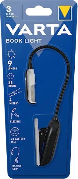 Fleksibel LED-leselampe med klemmefeste, Svart