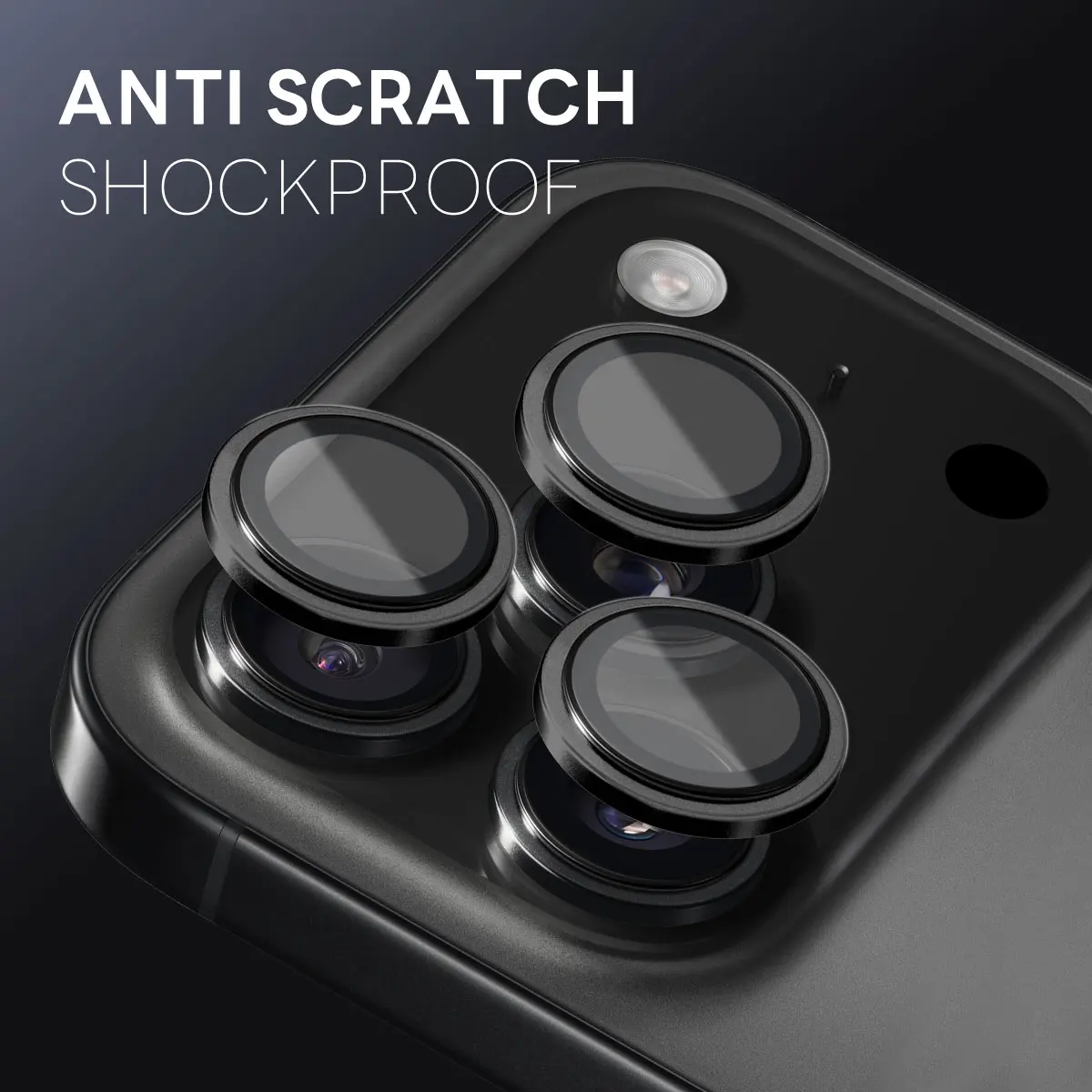 Linsskydd Härdat Glas Aluminium iPhone 17 Pro Max Svart