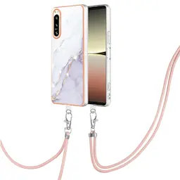 Cover halskæde strop Sony Xperia 5 IV hvid marmor