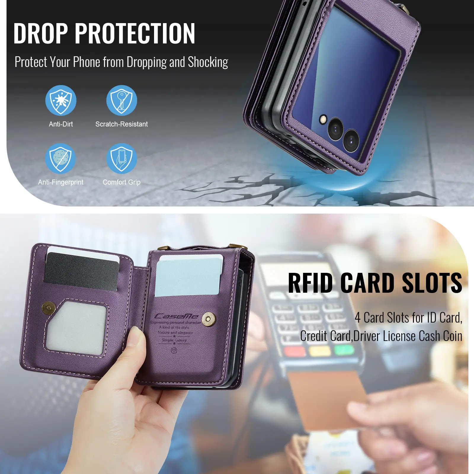 Plånboksskal RFID-skydd Samsung Galaxy Z Flip 8 Lila