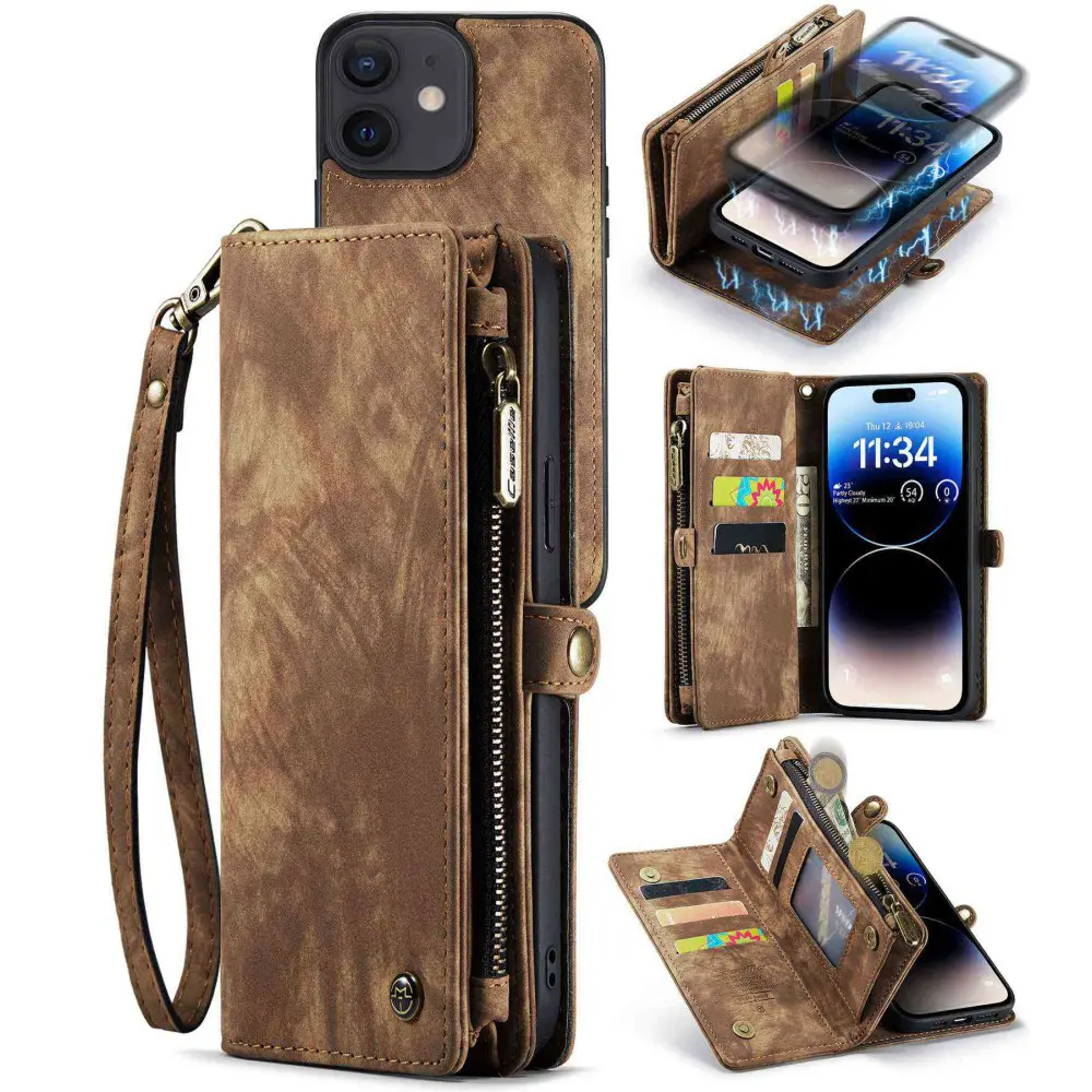 Multi-slot Mobiltaske iPhone 12/iPhone 12 Pro Brun