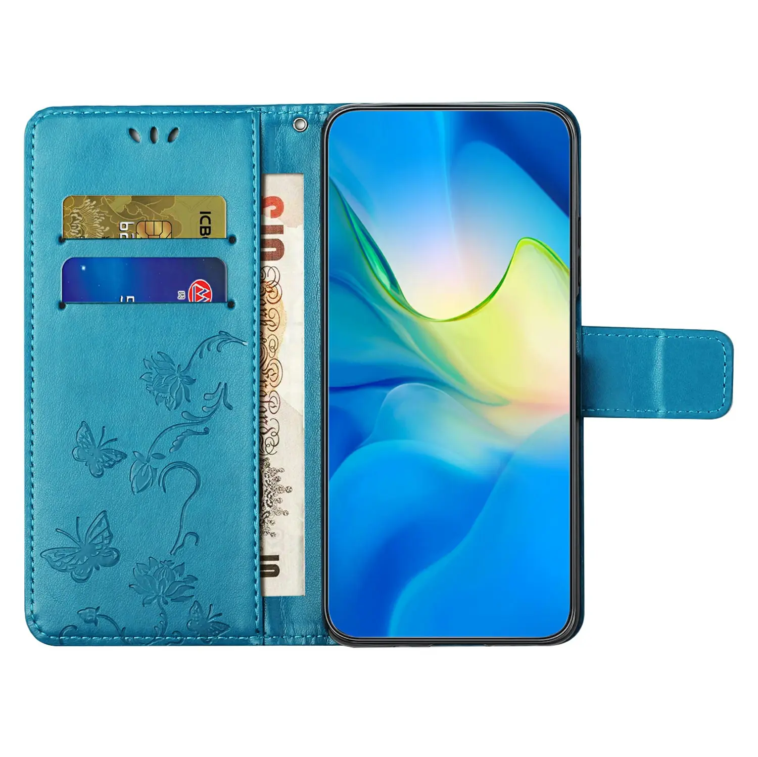 Läderfodral Fjärilar Samsung Galaxy A26 Blå