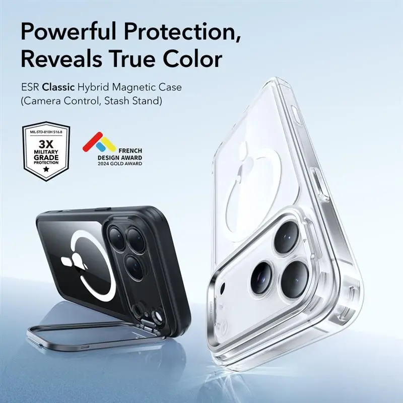 Classic Kickstand HaloLock MagSafe iPhone 17 Pro Svart/transparent
