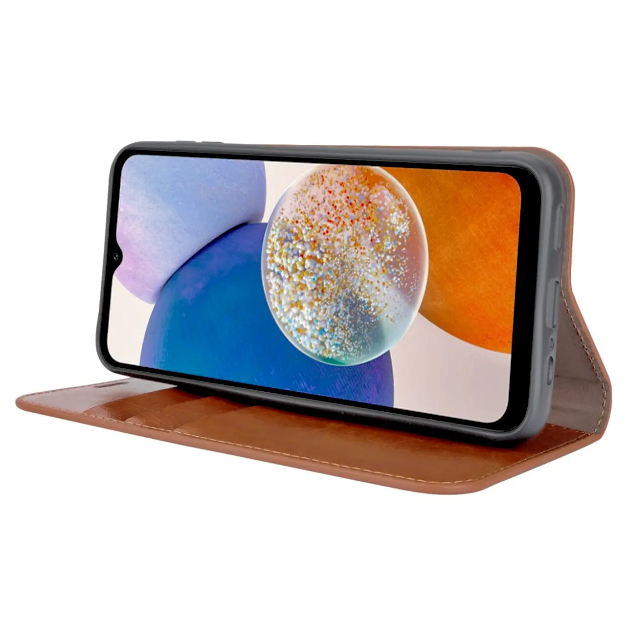 Mobilfodral Äkta Läder Samsung Galaxy A14 Brun