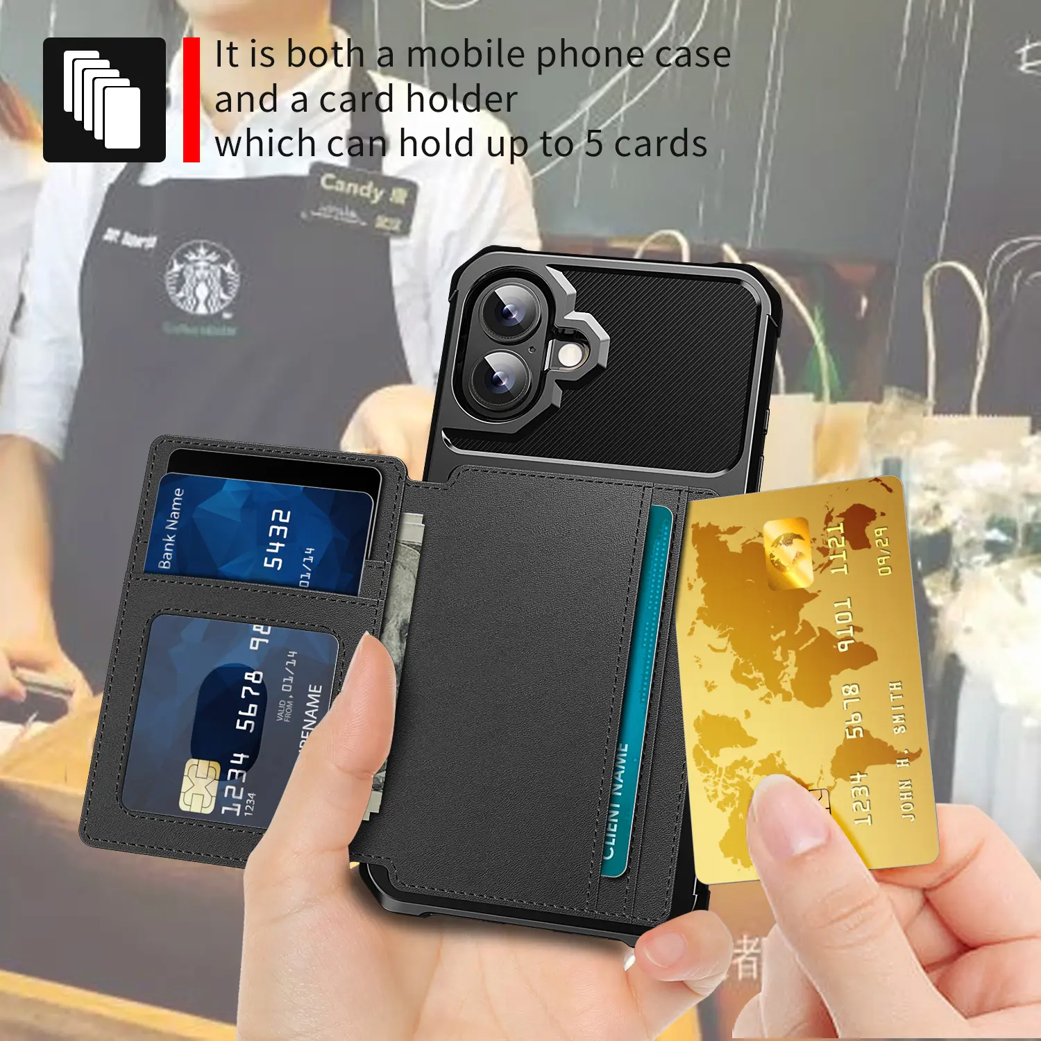 Tough Multi-slot Case iPhone 17 Svart
