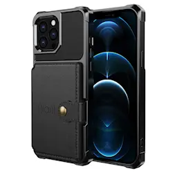 iPhone 13 Pro Max Støtsikkert deksel med lommebok, Svart