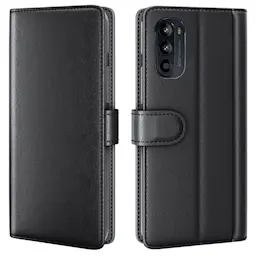 Motorola Moto G52/Moto G82 pungcover i ægte læder, Sort