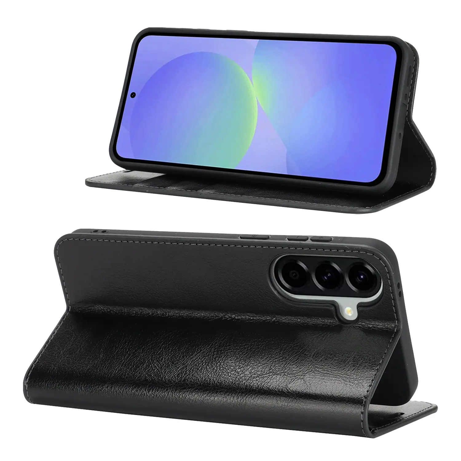 Mobilfodral Äkta Läder Samsung Galaxy A37 Svart