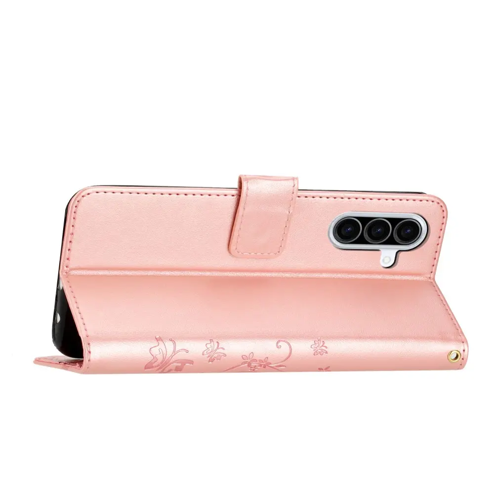 Läderfodral Fjärilar Samsung Galaxy A37 Roséguld