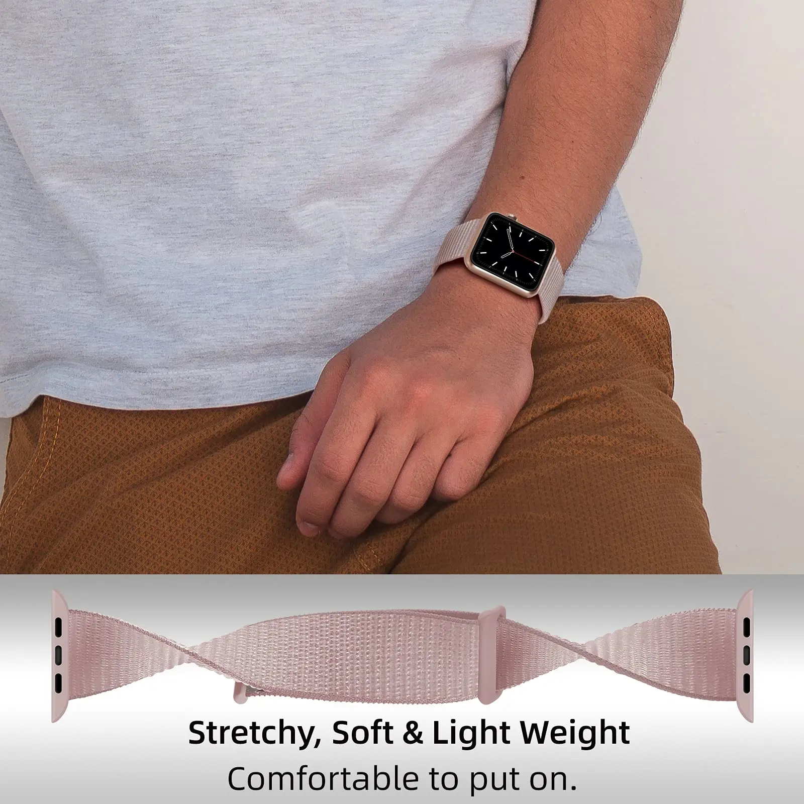 Nylonarmband Apple Watch Series 12 43mm Rosa