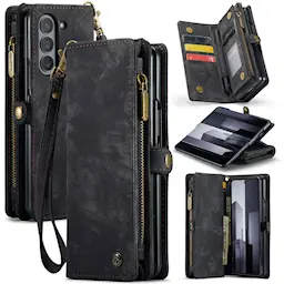 Samsung Galaxy Z Fold 6 Tilava lompakkokotelo useilla korttipaikoilla, Harmaa