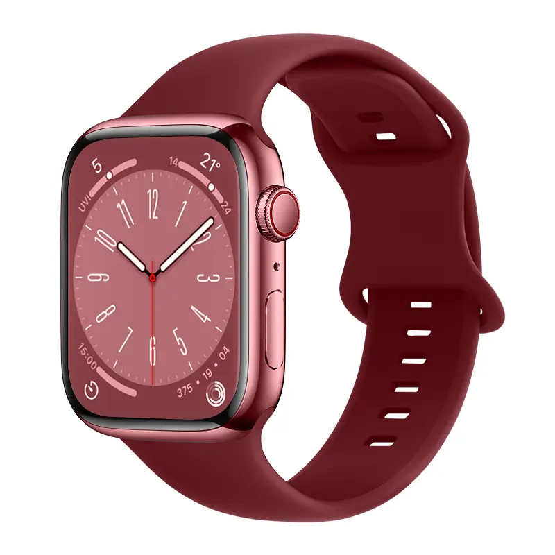 Silikonarmband Apple Watch Series 12 43mm Vinröd