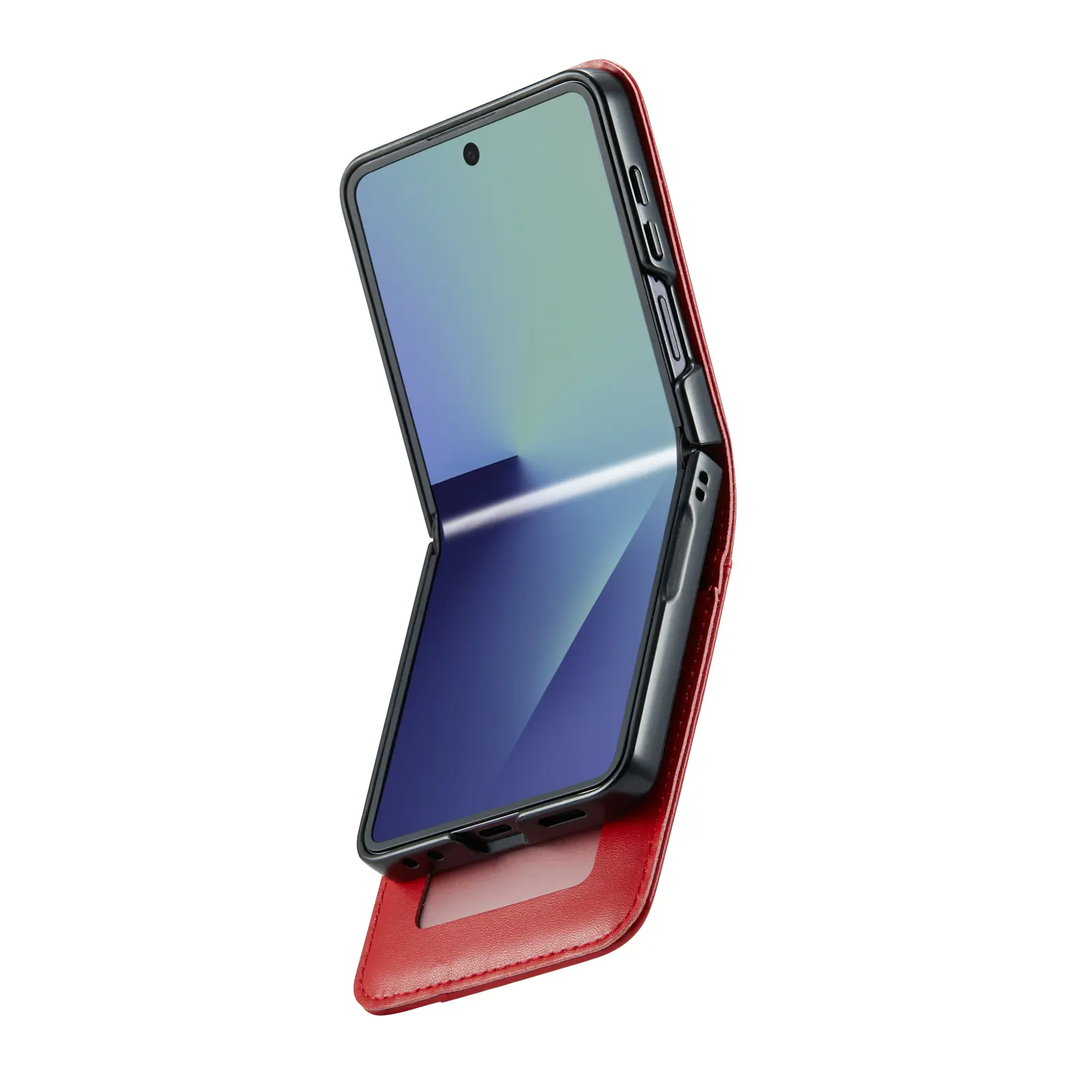 Äkta Läderfodral Samsung Galaxy Z Flip 8 Röd