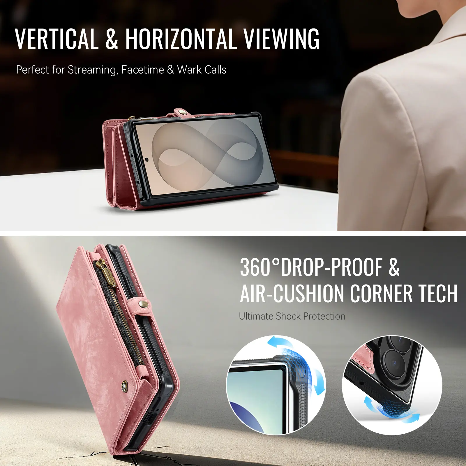 Multi-slot Plånboksfodral Samsung Galaxy Z Fold 8 Ultra Rosa