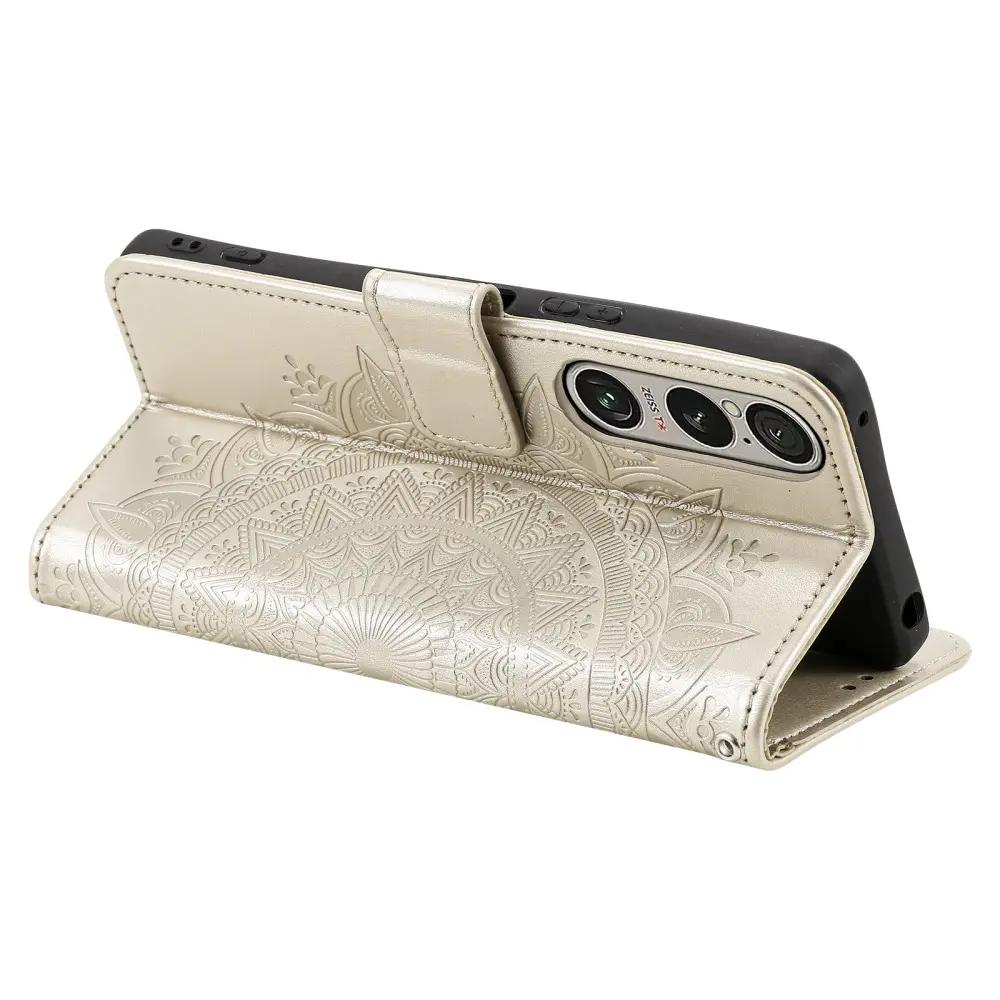 Läderfodral Mandala Sony Xperia 1 VII Guld