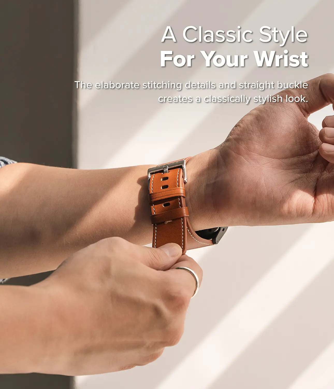 Leather One Basic Bold Band Garmin Venu X1 Brown
