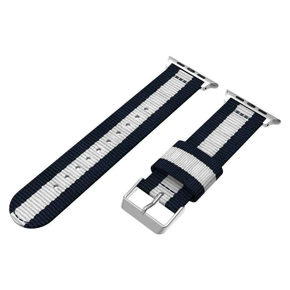 Nylonarmband Apple Watch Series 12 47mm blå/vit/röd
