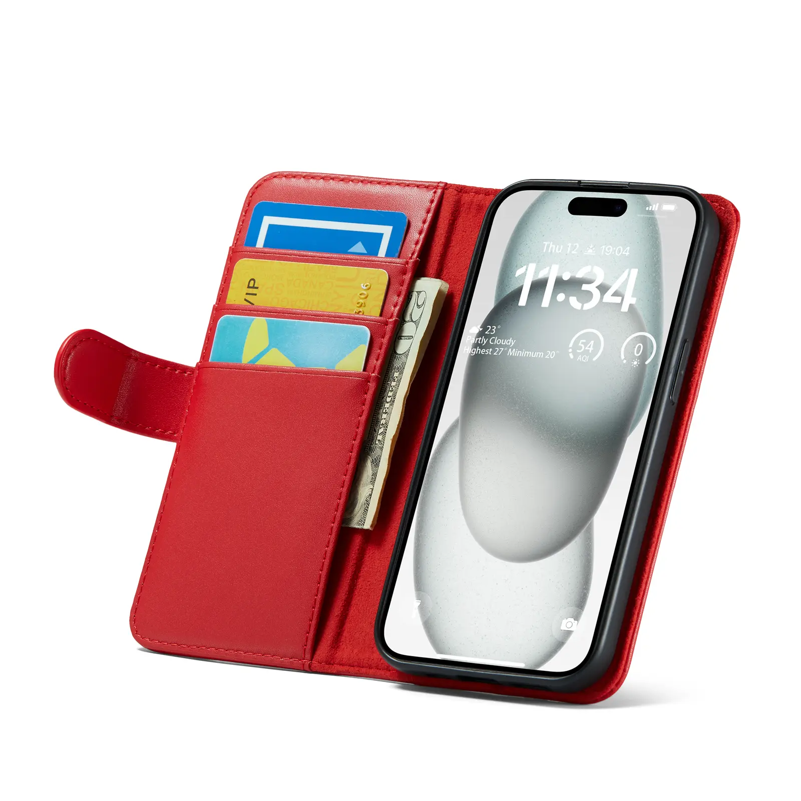 Äkta Läderfodral iPhone 13 Röd