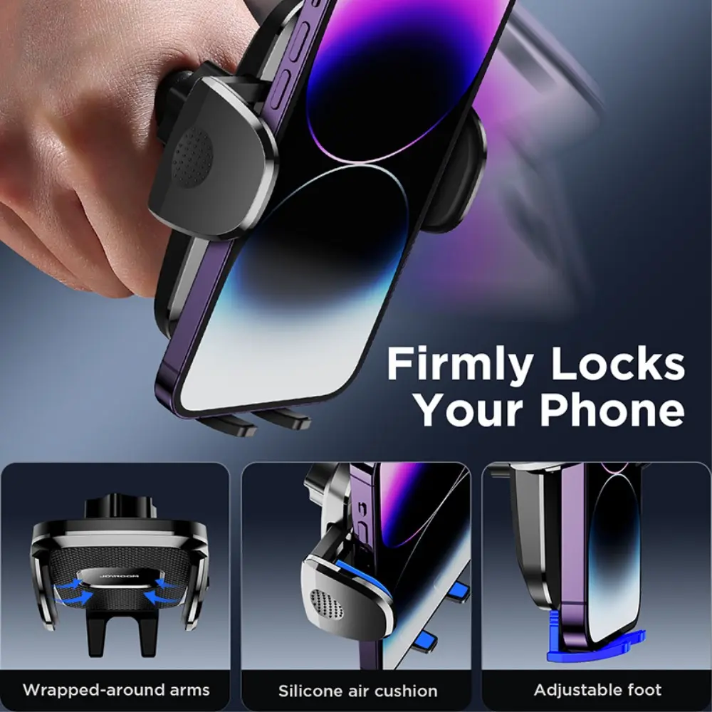JR-ZS259 Windshield/Dashboard Mechanical Car Phone Holder Black