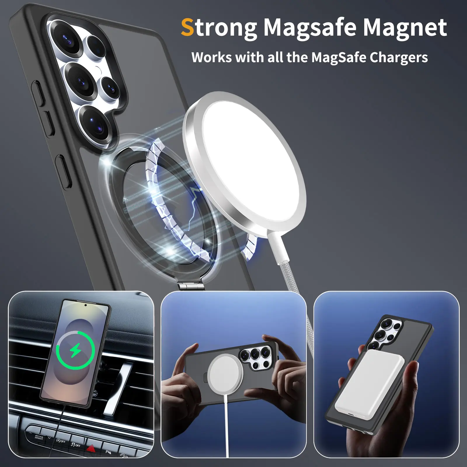 Hybridskal Magnetic Ring Samsung Galaxy S25 Ultra Svart