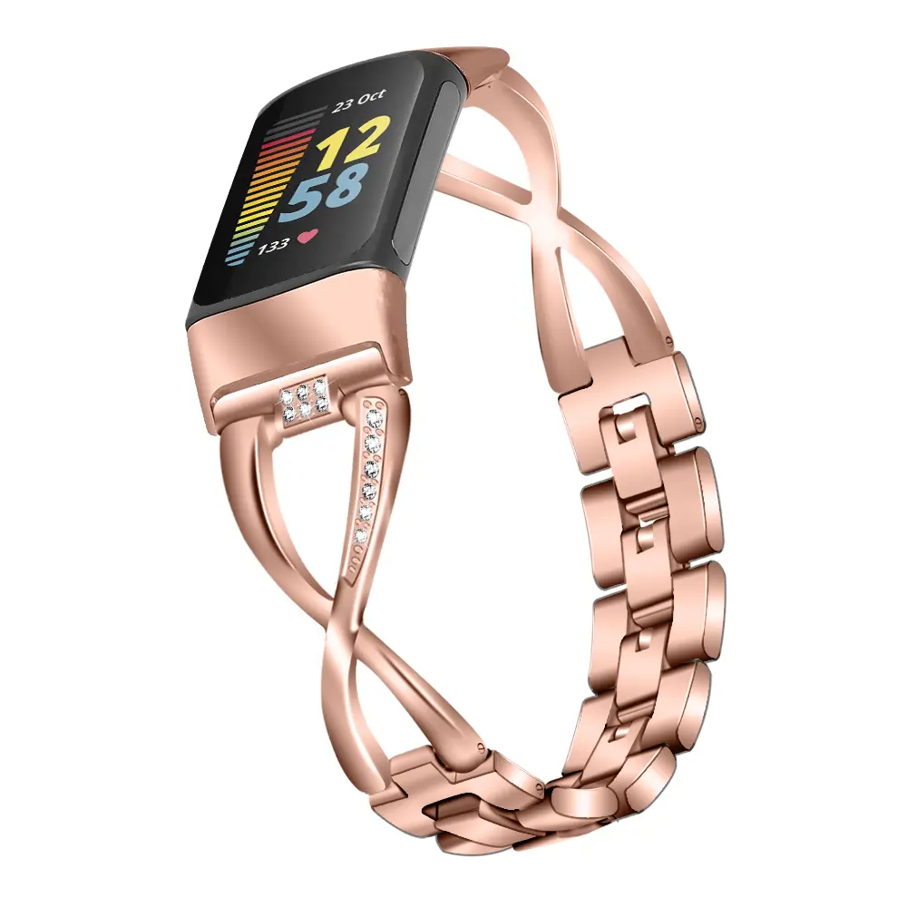 Crystal Bracelet Fitbit Charge 5 Rose guld