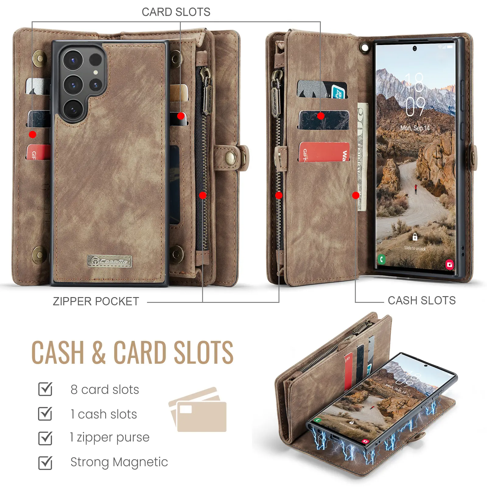Multi-slot Plånboksfodral Samsung Galaxy S26 Ultra Brun