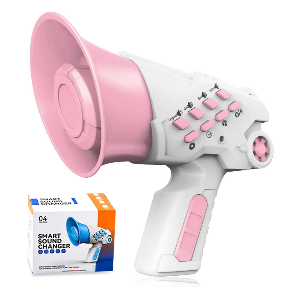 Legetøjsmegafon med stemmeforvrænger, Lyserød