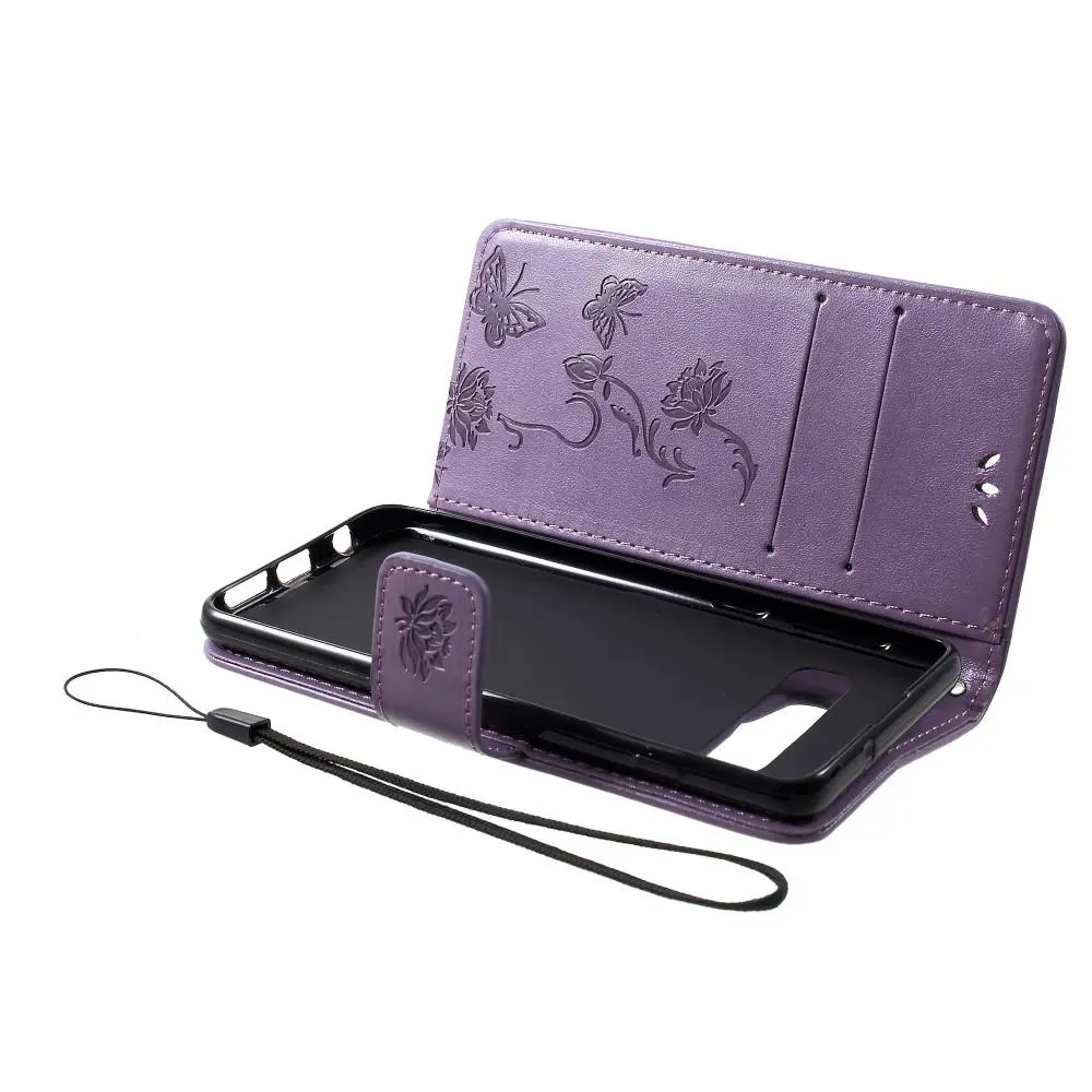 Läderfodral Fjärilar Samsung Galaxy S10 Lila