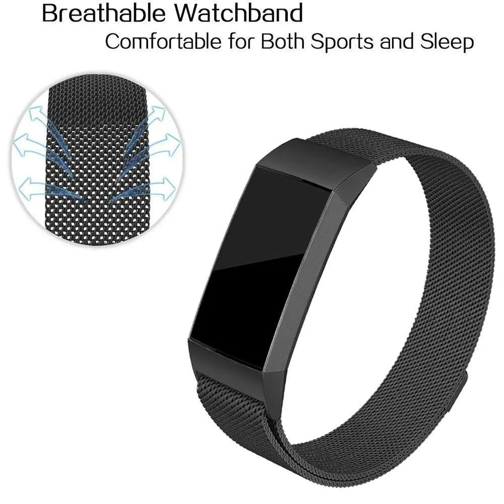 Armband Milanese Fitbit Charge 4/Charge 3 Svart