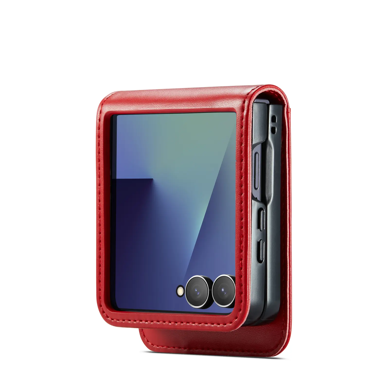 Äkta Läderfodral Samsung Galaxy Z Flip 8 Röd