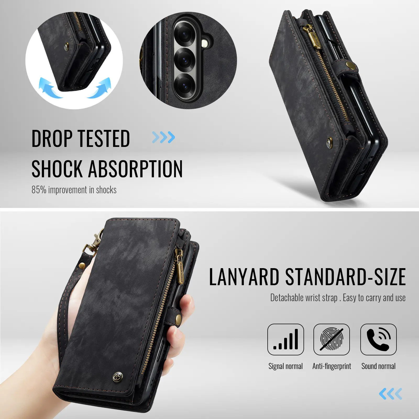 Multi-slot Plånboksfodral Samsung Galaxy Z Fold 8 Ultra Grå