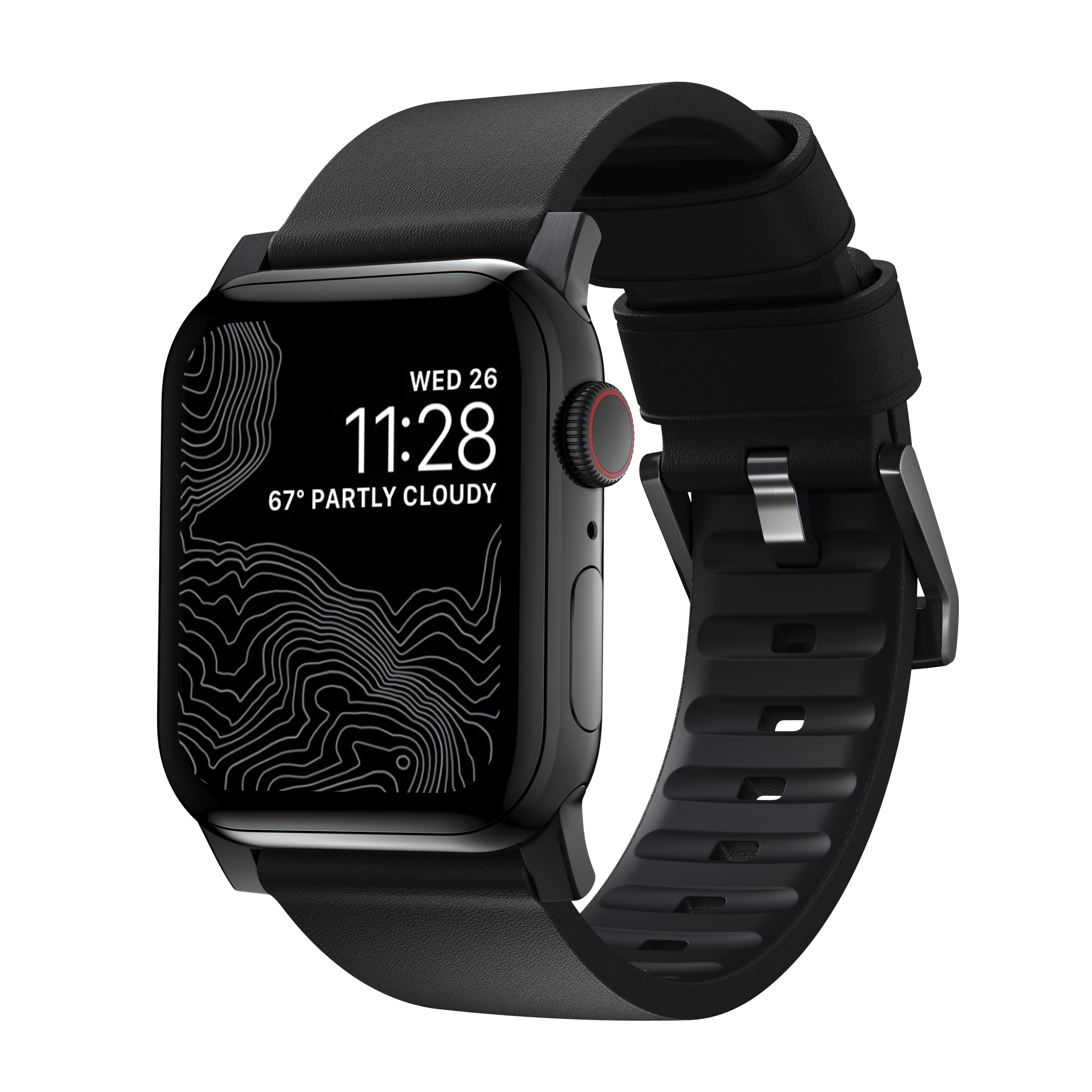 Nomad Active Band Pro Apple Watch 42mm Black (Black Hardware) - Klokkereim i skinn